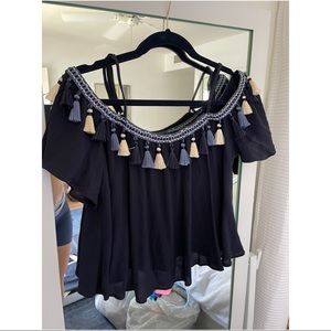 Tularosa X Revolve SMALL Maley Tassel Cold Shoulder Top